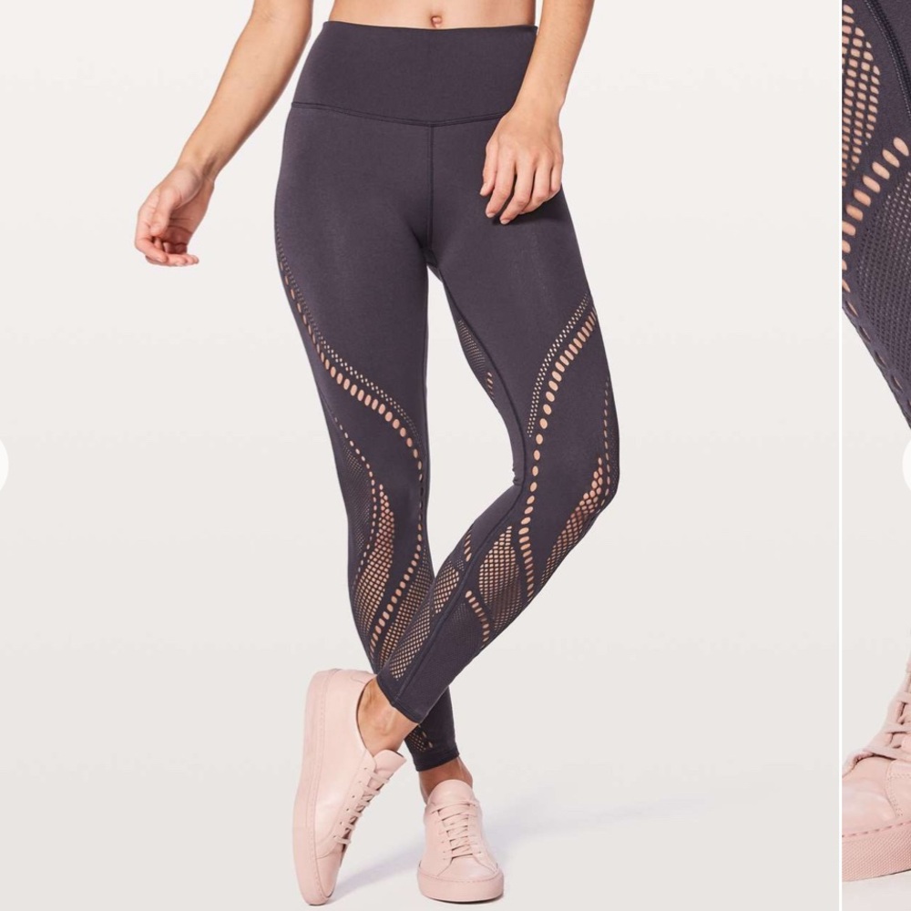Lululemon Athletica Purple High-Waisted Leggings with Breathable Cutouts